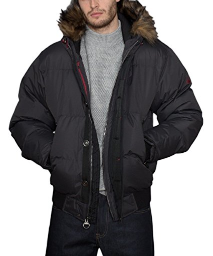 J. Whistler Summit Mens Warm Quilted Insulated Puffer Snorkel Bomber Jacket Coat