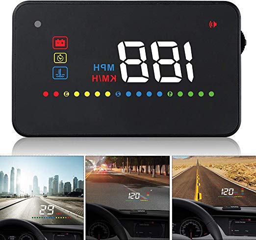 ePathChina 3.5 Inch Car HUD Head Up Display Speedometer OBD2 II EUOBD Auto Projector Parameter Display with Overspeed Warning function