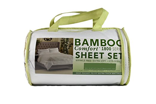 Bamboo Comfort 1800 Series - Micro-Bamboo 4 Piece Bed Sheet Set (White, Queen)