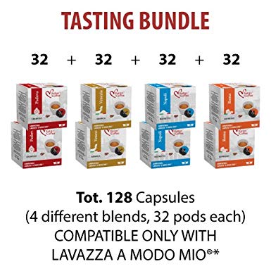 Lavazza A Modo Mio Compatible Capsules, Italian Coffee pods (Tasting Bundle, 128 Pods)