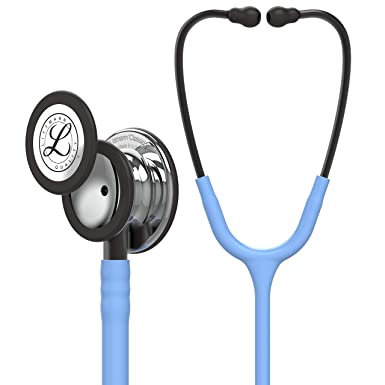 3M Littmann Classic III Monitoring Stethoscope, Mirror Chestpiece, Ceil Blue Tube, Smoke Stem and Smoke Headset, 69 cm, 5959