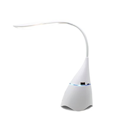 Smileto Portable Rechargeable Desk Lamp & Bluetooth Wireless Speaker With Adjustable Brightness,Flexible Folding Design, Smart Music, Eye Care Reading Light