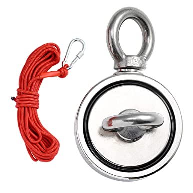 CO-Z Fishing Magnet 500kg with 10m Rope, Strong Round Neodymium Double-sided Magnet Fishing, Magnet Fishing Kit with Eyebolt for Magnet Fishing and Salvage in River