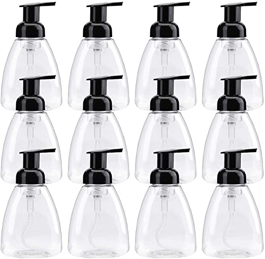 Bekith 12 Pack Foaming Soap Dispensers Pump Bottles, 10oz Empty Foam Liquid Hand Soap Containers Plastic Press Bottles for Kitchen and Bathroom
