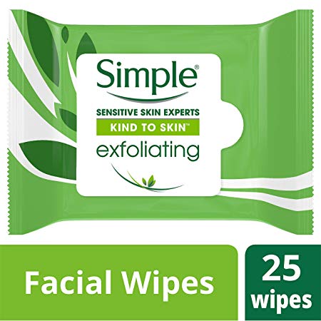 Simple Kind to Skin Facial Wipes, Exfoliating 25 ct