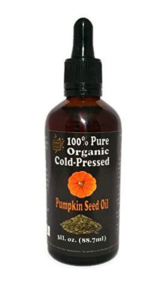 Organic PUMPKIN SEED OIL USA grown - Unrefined | Cold Pressed in Our Facility - 3 oz. Protective Glass Bottle with Glass Eye Dropper | Highest Quality 100% Pure