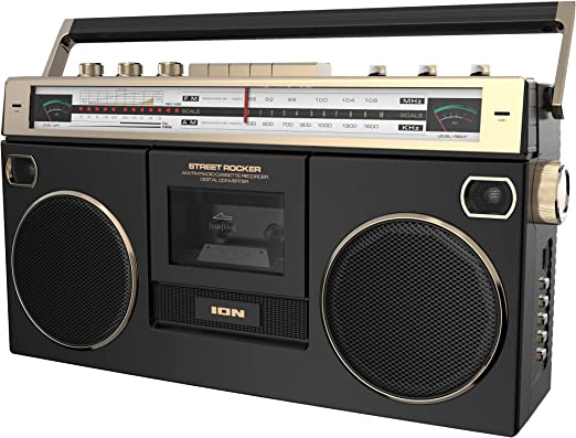 Ion Audio 1980S-Style Portable Bluetooth Boombox AM/FM Radio Cassette Player Recorder, VU Meters, USB Recording, Dual Full-Range High Bass Speakers (Gold Edition)