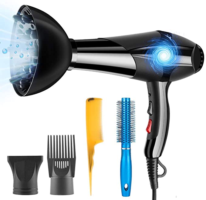 PluieSoleil 3000W Professional Hair Dryer with 2 Speeds and 3 Heats Setting, Ionic Salon Women Hairdryer with Diffuser and Concentrator for Curly and Straight Hair