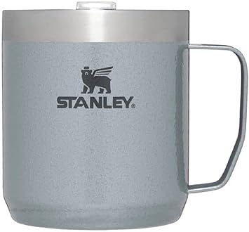 Stanley Stay Hot Camp Mug - Durable 18/8 Stainless Steel Insulated Mug - Splash-Free Tritan™ Drink-Thru Lid - 12 OZ - Hammertone Silver