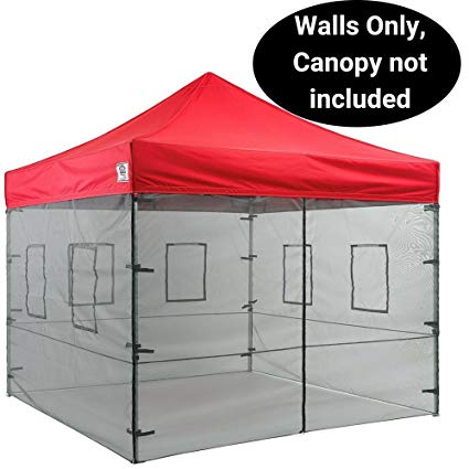 Impact Canopy 10 x 10 Canopy Tent Walls, Food Service Mesh Sidewall Kit with Service Windows, 4 Walls ONLY, Black Mesh