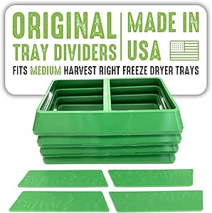 Tray Dividers for Harvest Right Freeze Dryer Trays (Green, Set of 4 - Fits 1 Medium Tray)