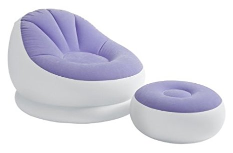 Intex Inflatable Cafe Chaise Lounge Chair and Ottoman, Lilac Purple