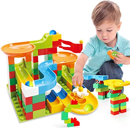 TOY Life 76 PCS Marble Run Set Building Blocks-Marble Race Tracks for Kids Includes Classic Big Blocks, Marble and Many Accessories-Perfect STEM Toy Marble Run for Toddlers, Kids Age 3,4,5,6,7,8