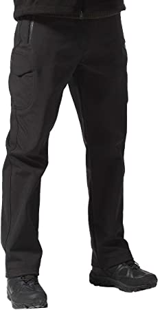 FREE SOLDIER Men's Outdoor Softshell Fleece Lined Cargo Pants Snow Ski Hiking Pants with Belt