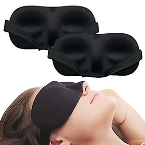 Mondpalast 3D Sleeping Eye Mask [2-Pack] Eye Shades Blinders Complete Eye Coverage for Travel Insomnia Sleep Relaxation