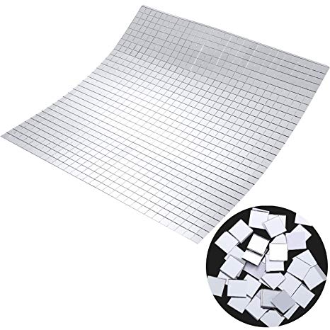 Self-Adhesive Mini Square Glass, Decorative Craft DIY Accessory Mirrors Mosaic Tiles (10 x 10 mm, 800 Pieces)