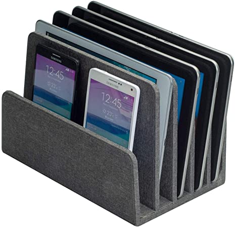 MobileVision Multi Device Stand & Organizer for Smartphones, Tablets and Laptops, Executive Dark Gray, 5 Slots
