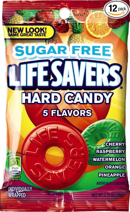 LifeSavers Sugar Free 5 Flavor Hard Candy, 2.75-Ounce Bags, (Pack of 12)