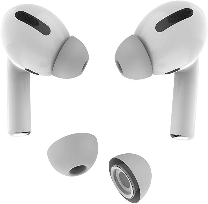 Allbingo Ear Tips Compatible with Airpods Pro, 2 Pairs Silicone Anti-Slip Replacement Earbuds Cover Accessories Small Medium Large Compatible for Apple AirPods Pro (Large, Gray)