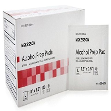 MCK Brand 58442710 Alcohol Prep Pad Mckesson Isopropyl Alcohol, 70% Individual Packet Large, 3.5 L X 1.7 H Inch Sterile 58-404 Box Of 1000