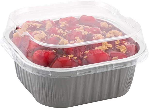 LIDS ONLY: Dome Lids For 10 Ounce Disposable Ramekins, 100 Square Lids For Creme Brulee Disposable Cups - Clear Plastic Lids For Disposable Baking Cups, Baking Cups Sold Separately - Restaurantware