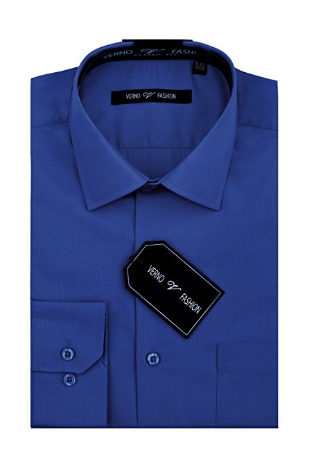 Verno Luxton Men's Fashion(Regular) Fit Long Sleeve Dress Shirt - Available in More Colors