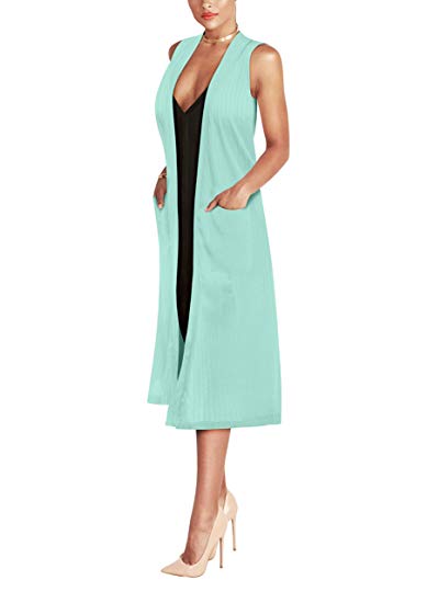 HyBrid & Company Womens Casual Sleeveless/Short Sleeve Open Front Drape Cardigan