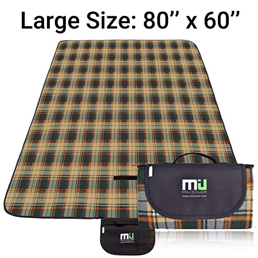 MIU COLOR Large Waterproof Outdoor Picnic Blanket, Sandproof and Waterproof Picnic Blanket Tote for Camping Hiking Grass Travelling