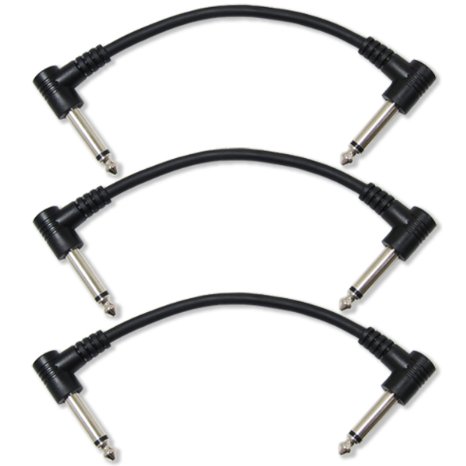 GLS Audio 6 Inch Patch Cable Cords 05 feet - Right Angle 14 TS To Right Angled 14 TS Pedal Board Cables - 6 Mono Pedalboard Cord and Instrument Cable - 3 PACK