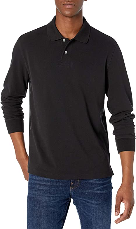 Amazon Essentials Men's Regular-fit Long-Sleeve Pique Polo