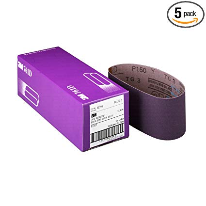3M 81434 4-Inch by 24-Inch Purple Regalite Resin Bond 150 Grit Cloth Sanding Belt - 5 Pack