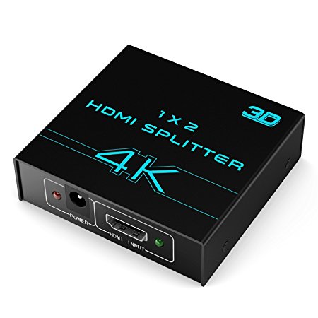 HDMI Splitter 1 in 2 out, 4K HDMI Switch Box Ver 1.4 Support Full HD 3D for HDTV, PC, Projector, XBox, PS4