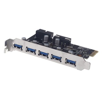 Tenext PCI Express External 5-Port and Internal 20-pin Connector SuperSpeed USB 3.0 Controller Card (NEC Renesas µPD720201   VIA VL812 chipsets)