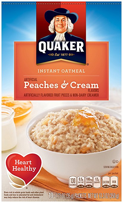 Quaker Instant Oatmeal, Peaches & Cream, Breakfast Cereal, 10 Packets