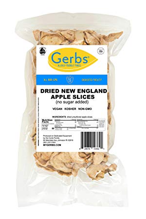 GERBS Dried New England Apple Slices 1 LB by Unsulfured (No Preservatives Added) - Top 12 Allergy Free & NON GMO – Product of USA