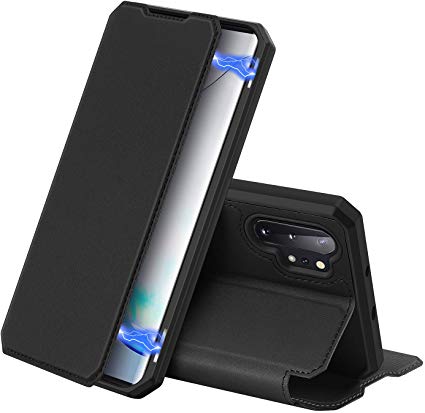 DUX DUCIS Case Compatible with Samsung Galaxy Note 10  / Note 10 Plus / 5G, Premium Leather Flip Folio Protection Cover with Magnetic Closure for Galaxy Note 10  Plus / 5G (Black)