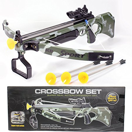 Toy Crossbow for kids with Scope & Arrows, Archery Compound Bow 27" Long, Suction Dart, Target Pratice, Pretend Play, Soft Power Safe Children Game Set [USA Warranty 100% Guaranteed]