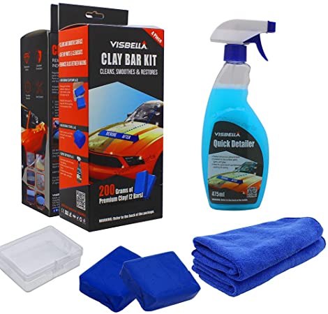 Visbella Clay Bar Auto Detailing Kit, Polishing and Lubricant for Car, Truck, SUV, Extra Towel