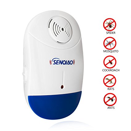 Pest Control Ultrasonic Repeller,SENQIAO Electronic Plug In repellent indoor for insect with Night Light- Repellent for Mosquitoes, Cockroaches, Ants, Rodents, Flies, Bugs, Spiders, Mice (1 pack)