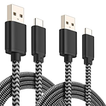 USB C Cable, USINFLY USB Type C Cable (6.6ft 10ft) 2 Pack Braided Fast Charger for Samsung Galaxy S8 Plus S8 , Moto Z/Play/Force, LG G6 G5, Nintendo Switch, Nexus 6P, Pixel XL, HTC 10 (Black)