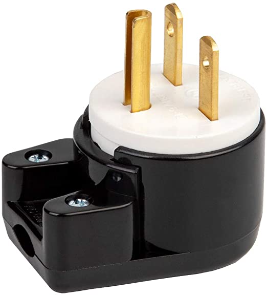 90 Degree Right Angle Nema 6-15P 15A 250V DIY Plug, Easy Assembly 15Amp 250Volt USA Canada 3-Prong Male Angled 15A Plug, 12-Directions Rotatable 6-15 Connector, UL Listed LK7615PT