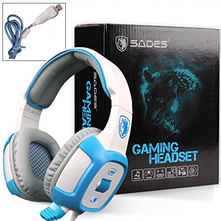 SADES SA906 7.1 Surround Stereo Gaming Headsets with Mic Vibration LED(White)