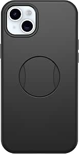 OtterBox iPhone 15 Plus and iPhone 14 Plus OtterGrip Symmetry Series Case - BLACK, built-in grip, sleek case, snaps to MagSafe, raised edges protect camera & screen