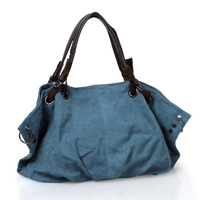 BMC Colored Denim Multi Zipper Pocket Oversized Lined Fashion Handbag Totes