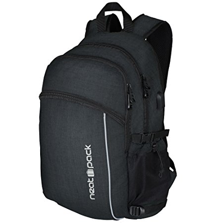 Laptop Backpack w/ USB Charger Port ~ Fits 17 Inch Laptop and Tablet ~ Plentiful Storage with Anti Theft Pocket (Black)