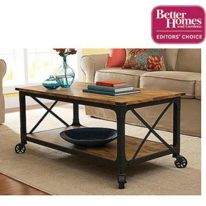 Better Homes and Gardens Rustic Country Coffee Table, Antiqued Black/Pine Finish
