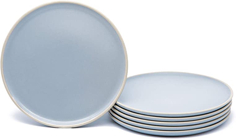 Salad Plates, Ceramic Make, by Kook, Blue, 8 inch, Set of 6