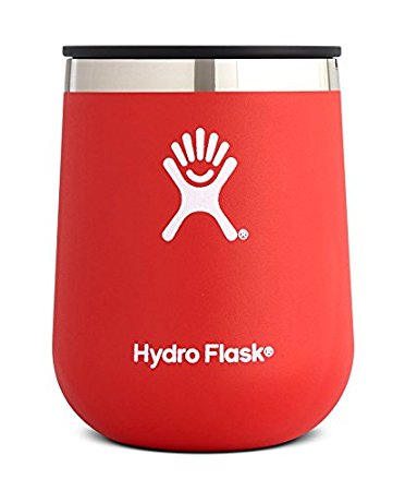 Hydro Flask 10 oz Double Wall Vacuum Insulated Stainless Steel Stemless Wine Tumbler Glass with BPA Free Press-In Lid, Lava