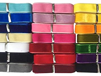 Chenkou Craft 20 Yards 5/8" Velvet Ribbon Total 20 Colors Assorted Lots Bulk