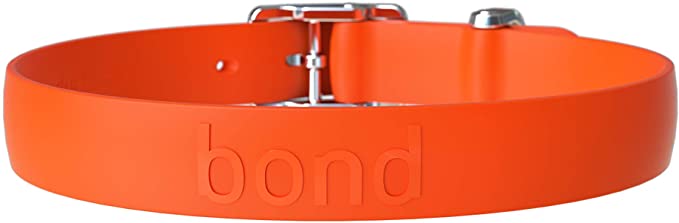 Bond Pet Products Durable Dog Collar | Comfortable, Easy to Clean & Waterproof Collars for Dogs | High Performance Weatherproof Elastomer Rubber | Medium - Tangerine Orange